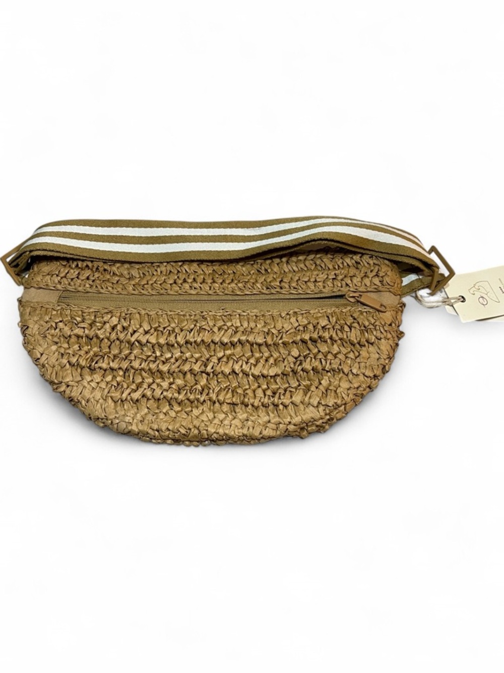 Lu & elle Woven Straw Belt Bag NWT Tan Raffia Crossbody Fanny Pack Summer - Picture 2 of 10